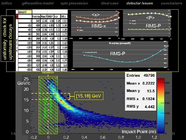 lattice g 4 beamline model spin precession ideal case detector issues uniformity check for