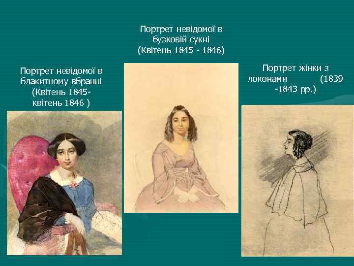 Портрет невідомої в бузковій сукні (Квітень 1845 - 1846) Портрет невідомої в блакитному вбранні