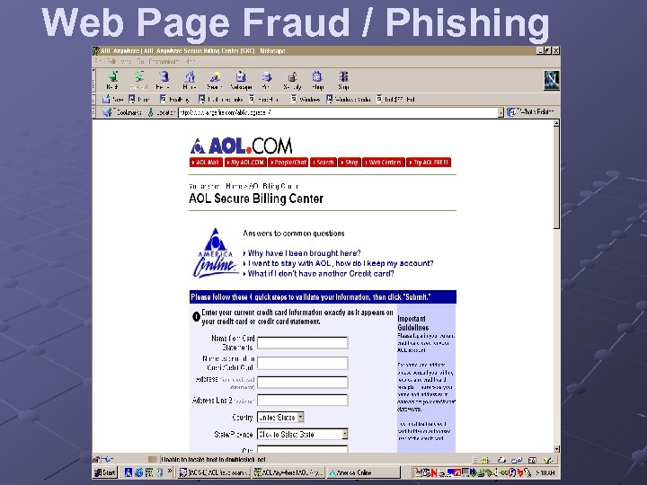 Web Page Fraud / Phishing 