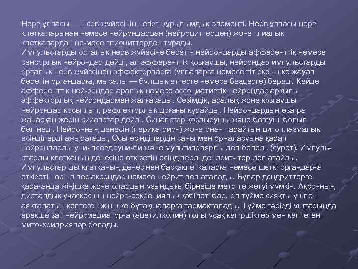 Нерв ұлпасы — нерв жүйесінің негізгі кұрылымдық элементі. Нерв ұлпасы нерв клеткаларынан немесе нейрондардан