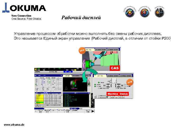 New Generation One Source. First Choice. Рабочий дисплей Управление процессом обработки можно выполнять без