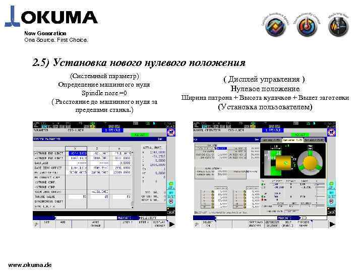 New Generation One Source. First Choice. 2. 5) Установка нового нулевого положения (Системный параметр)