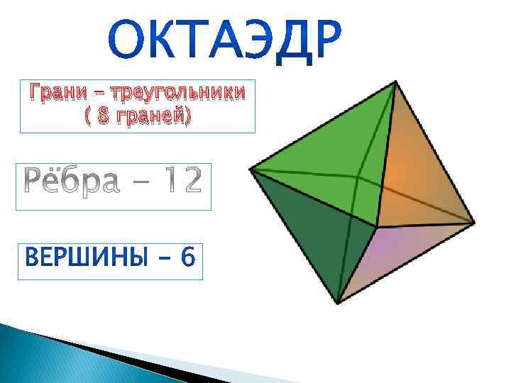 Грани – треугольники ( 8 граней) 