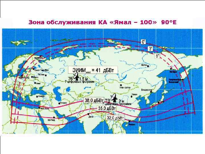 Карта покрытия спутника ямал 601