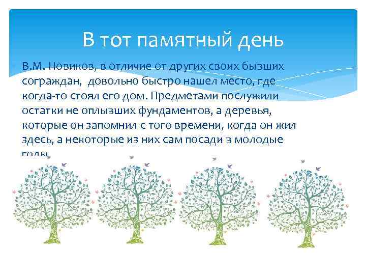 В тот памятный день В. М. Новиков, в отличие от других своих бывших сограждан,