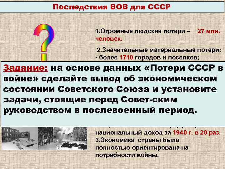 Последствиями великой отечественной войны стали