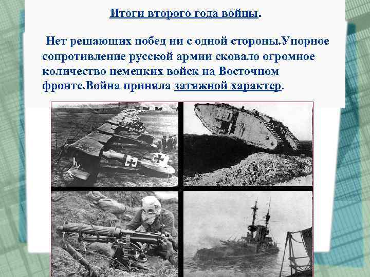 Итоги второго года войны. Нет решающих побед ни с одной стороны. Упорное сопротивление русской