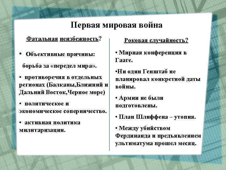 Была ли первая. Причинами первой мировой войны были. Первая мировая война план урока. Аргументы первой мировой войны. Почему 1 мировая война была неизбежна.