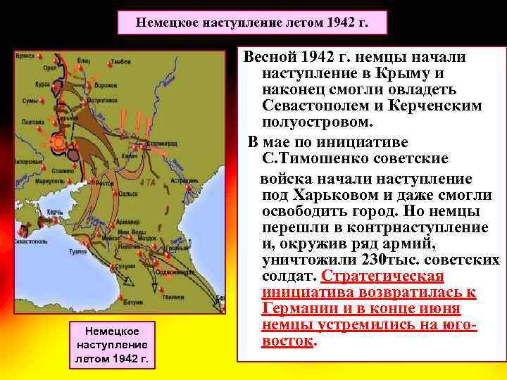 Немецкое наступление летом 1942 г. Весной 1942 г. немцы начали наступление в Крыму и