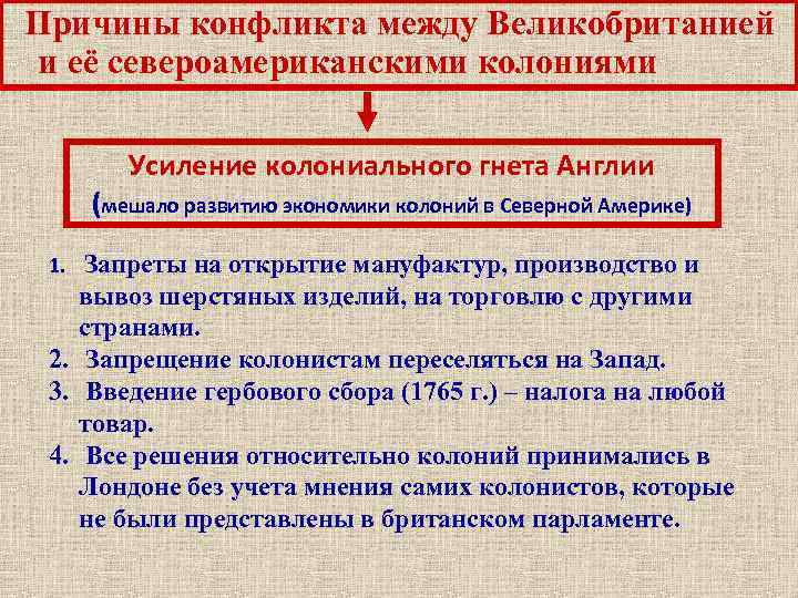 Диктат силы в международных отношениях это. Причины войны за независимость США 1775-1783. 1775 Война английских колоний в Северной Америке таблица. Причины войны за независимость колонии и США. Предпосылки войны за независимость в США 1775-1783.