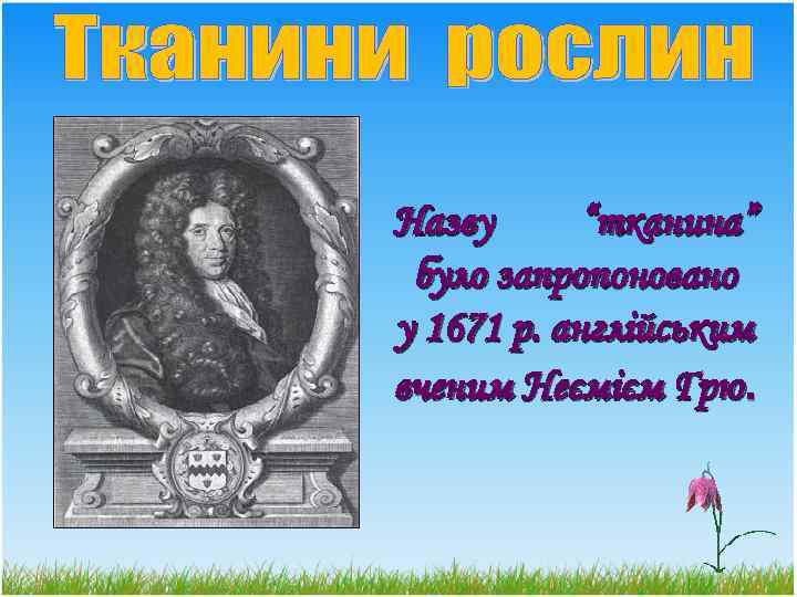 Назву “тканина” було запропоновано у 1671 р. англійським вченим Неємієм Грю. 