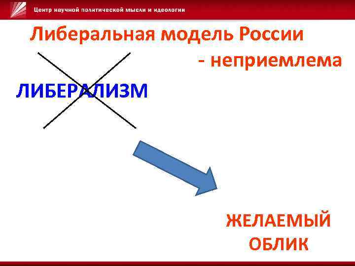 Либеральная модель России - неприемлема ЛИБЕРАЛИЗМ ЖЕЛАЕМЫЙ ОБЛИК 
