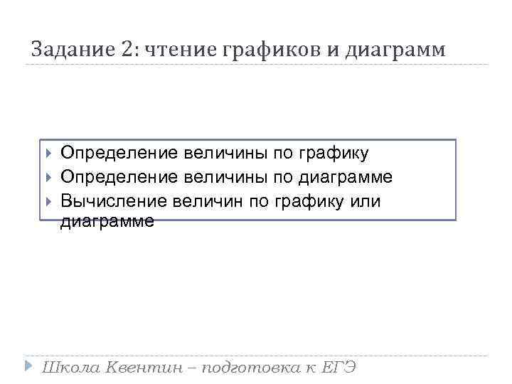 Задание 2: чтение графиков и диаграмм Определение величины по графику Определение величины по диаграмме