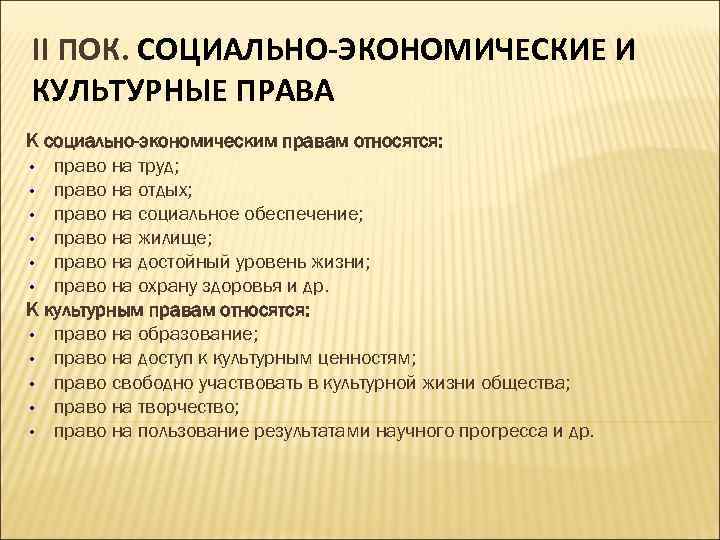 Экономические социальные и культурные права презентация 10 класс право