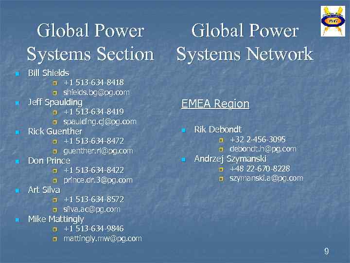 Global Power Systems Section n Bill Shields r r n r r r Art