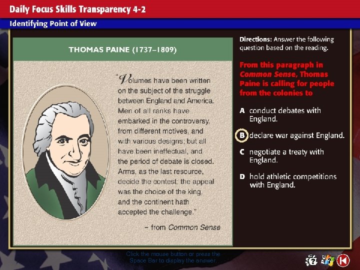 Click the mouse button or press the Space Bar to display the answer. 