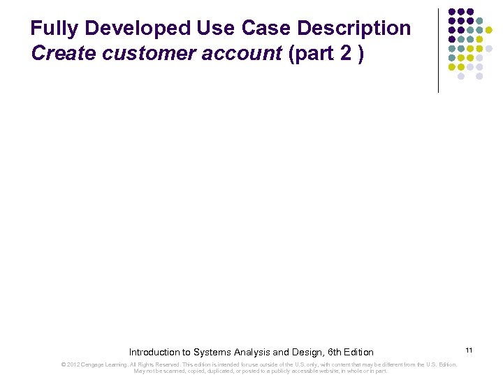 Fully Developed Use Case Description Create customer account (part 2 ) Introduction to Systems