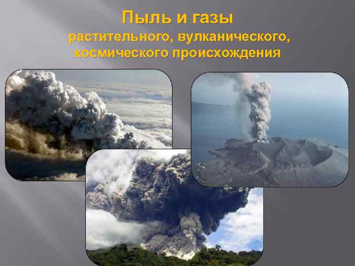 Пыль и газы растительного, вулканического, космического происхождения 