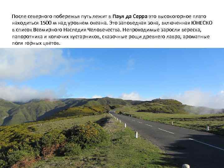 После северного побережья путь лежит в Паул да Серра это высокогорное плато находиться 1500