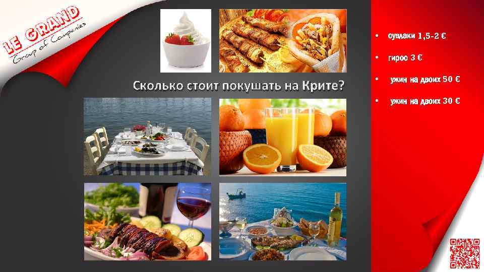  • • Сколько стоит покушать на Крите? сувлаки 1, 5 -2 € гирос