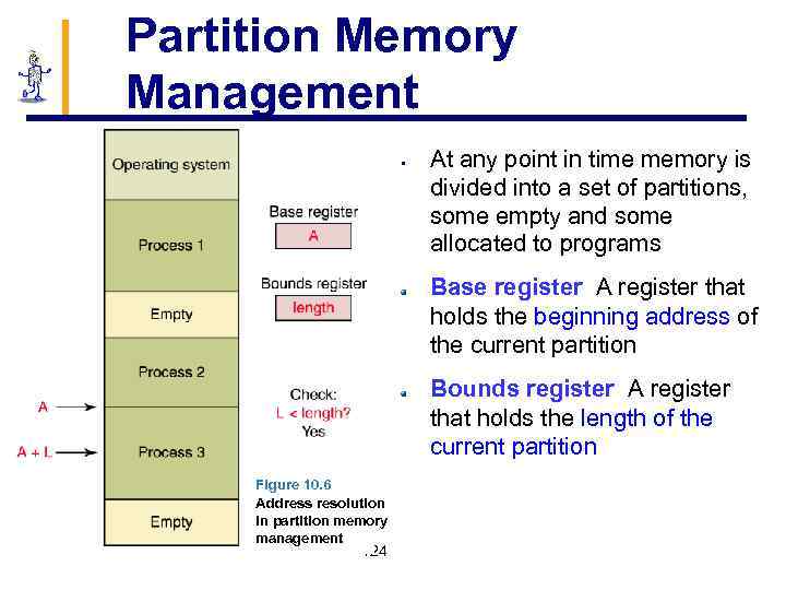 Partition Memory Management § At any point in time memory is divided into a