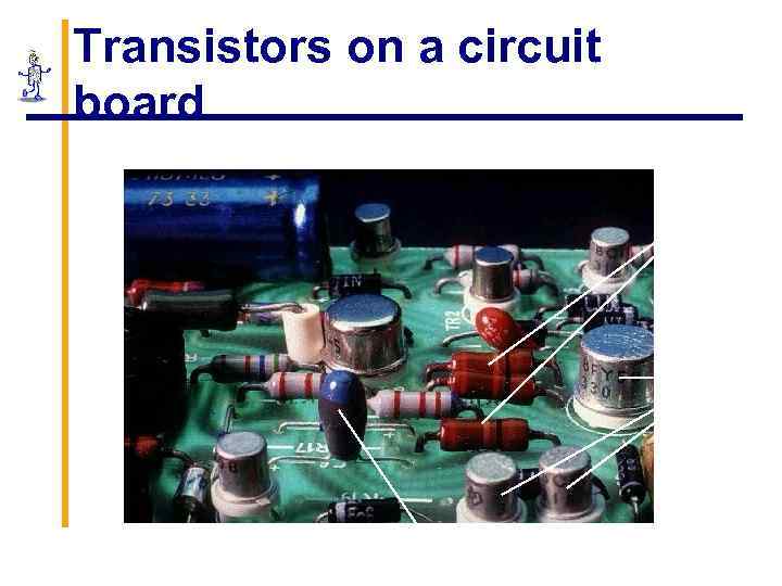 Transistors on a circuit board Resistors Transistors Capacitor 