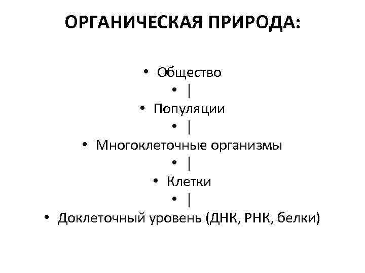 ОРГАНИЧЕСКАЯ ПРИРОДА: • Общество • │ • Популяции • │ • Многоклеточные организмы •