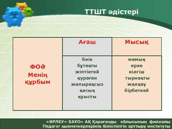 ТТШТ әдістері Ағаш ФОӘ Менің құрбым Мысық биік бұтақты жіптіктей қураған жапырақсыз қисық қуысты