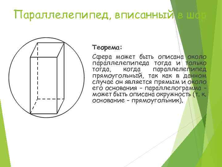 Сфера описанная прямоугольный параллелепипед