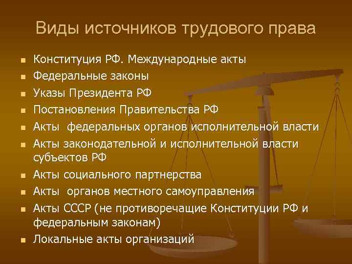 Международные источники трудового