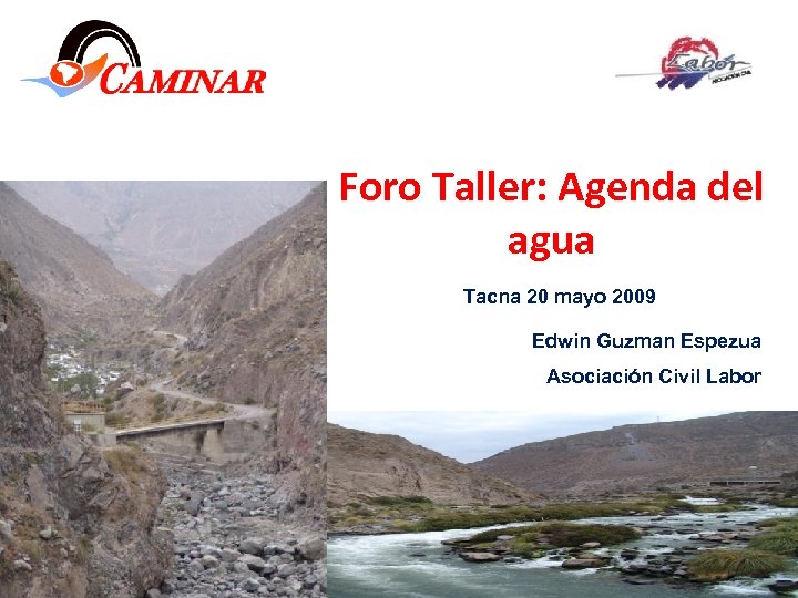 Foro Taller: Agenda del agua Tacna 20 mayo 2009 Edwin Guzman Espezua Asociación Civil