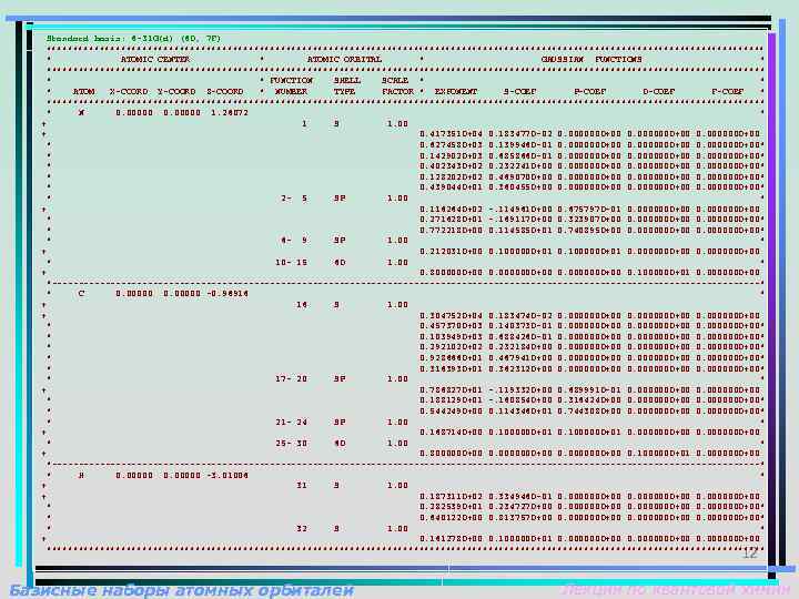 Standard basis: 6 -31 G(d) (6 D, 7 F) ******************************************************************** * ATOMIC CENTER *