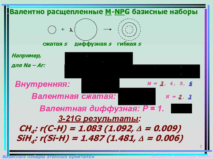 Валентно расщепленные M-NPG базисные наборы сжатая s диффузная s гибкая s Например, для Na