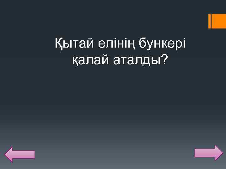 Қытай елінің бункері қалай аталды? 