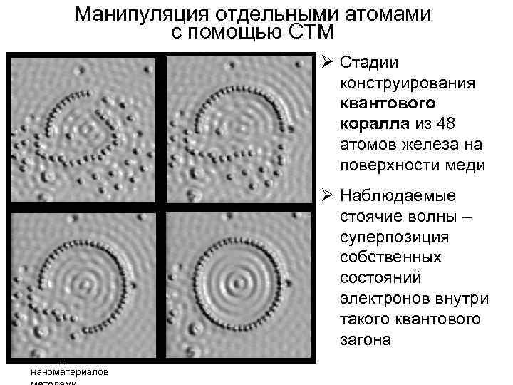 Манипуляция отдельными атомами с помощью СТМ Ø Стадии конструирования квантового коралла из 48 атомов