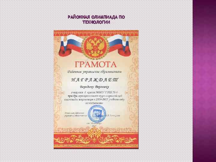 РАЙОННАЯ ОЛИМПИАДА ПО ТЕХНОЛОГИИ 