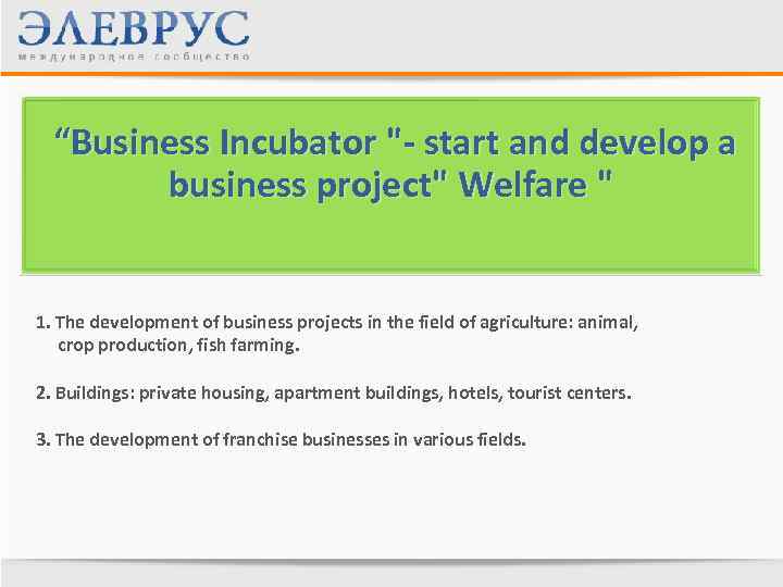  “Business Incubator 