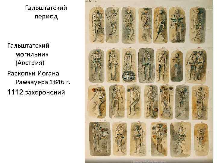Гальштатский период Гальштатский могильник (Австрия) Раскопки Иогана Рамзауера 1846 г. 1112 захоронений 
