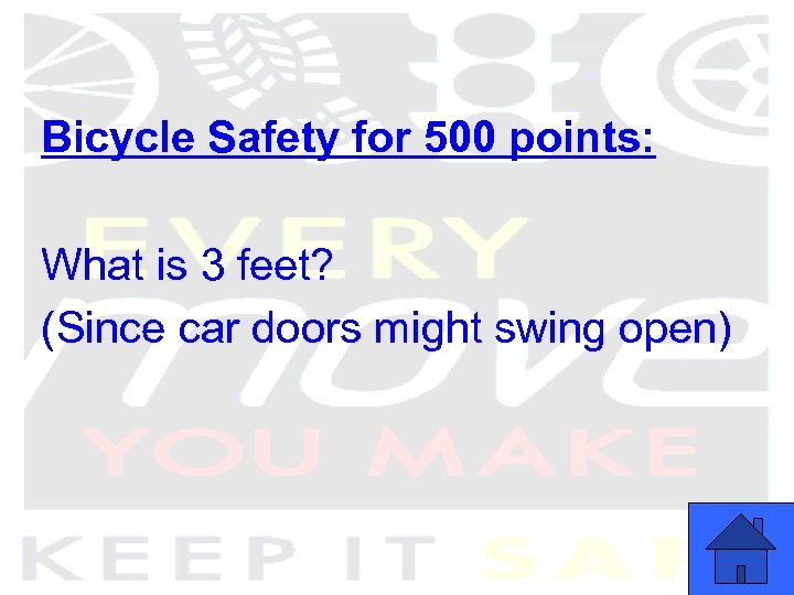 Bicycle Safety for 500 points: What is 3 feet? (Since car doors might swing