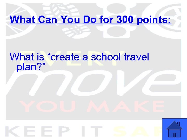 What Can You Do for 300 points: What is “create a school travel plan?