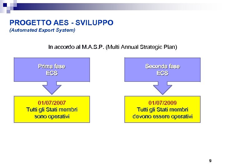 PROGETTO AES - SVILUPPO (Automated Export System) In accordo al M. A. S. P.