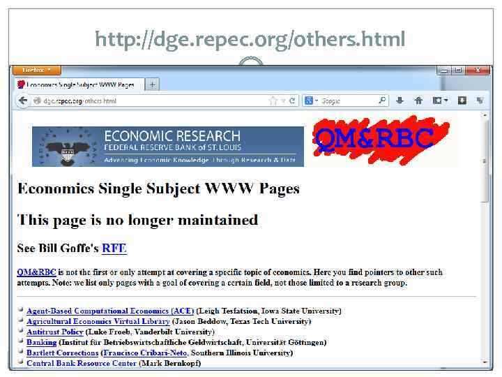 http: //dge. repec. org/others. html 