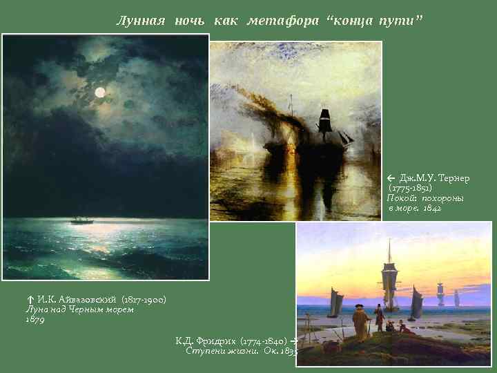 Лунная ночь как метафора “конца пути” ← Дж. М. У. Тернер (1775 -1851) Покой: