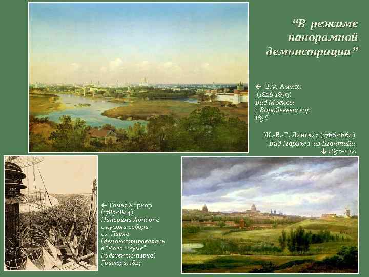 “В режиме панорамной демонстрации” ← В. Ф. Аммон (1826 -1879) Вид Москвы с Воробьевых