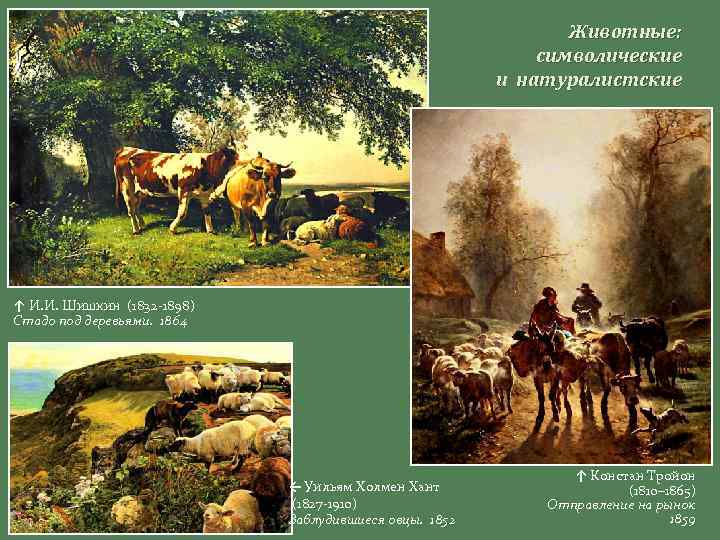 Животные: символические и натуралистские ↑ И. И. Шишкин (1832 -1898) Стадо под деревьями. 1864