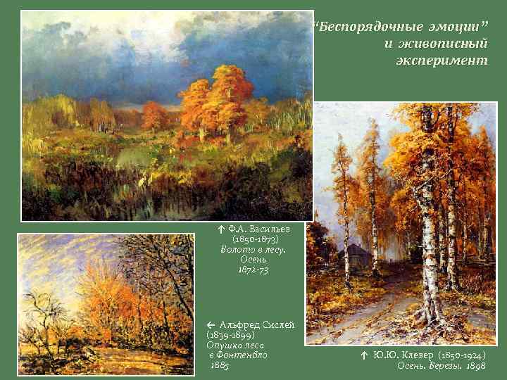 “Беспорядочные эмоции” и живописный эксперимент ↑ Ф. А. Васильев (1850 -1873) Болото в лесу.