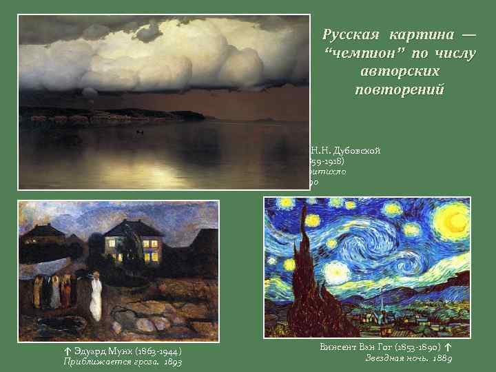 Русская картина — “чемпион” по числу авторских повторений ← Н. Н. Дубовской (1859 -1918)