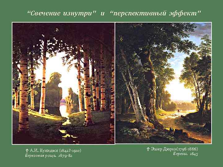 “Свечение изнутри” и “перспективный эффект” ↑ А. И. Куинджи (1842? -1910) Березовая роща. 1879