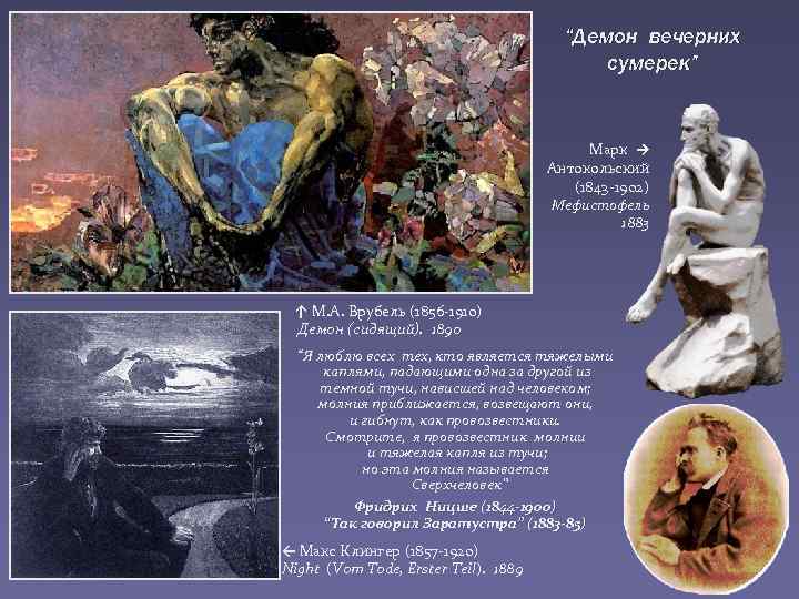 “Демон вечерних сумерек” Марк → Антокольский (1843 -1902) Мефистофель 1883 ↑ М. А. Врубель
