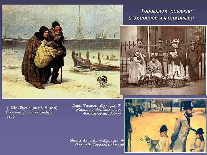 “Городской реализм” в живописи и фотографии ↑ В. М. Васнецов (1848 -1926) С квартиры